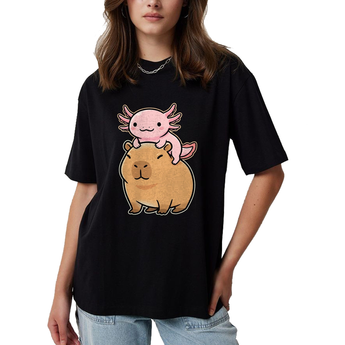 Cute Capybara Shirt, Funny Capybara Unisex T-Shirt/Hoodie/Sweatshirt HLT00 - Capybara Axolotl Kawaii Animal T-Shirt