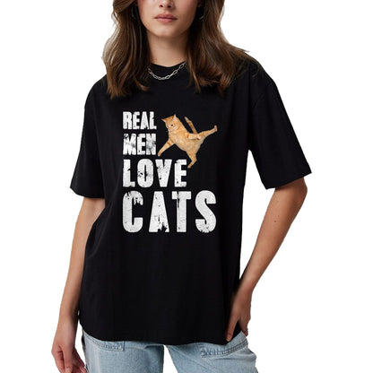Cat Love Shirt, Funny Cat Lover Gift UnisexT-Shirt/Hoodie/Sweatshirt HLT00 - Real Men Love Cats T Shirt Funny Cat Love Cute T-Shirt, Men, Black, 3X-Large