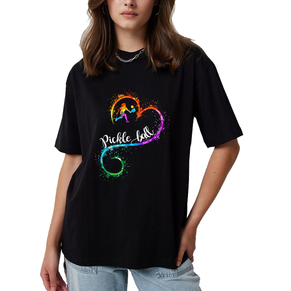 Funny Pickleball Shirt, Pickleball Lover Unisex T-Shirt/Hoodie/Sweatshirt HLT00 - I Love Pickleball Watercolors Funny Pickleball Girl Player T-Shirt