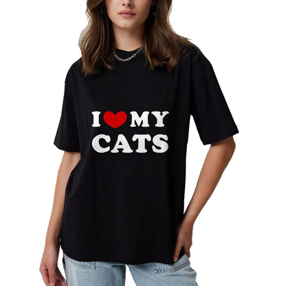 Cat Love Shirt, Funny Cat Lover Gift UnisexT-Shirt/Hoodie/Sweatshirt HLT00 - I Love My Cats, I Heart My Cats T-Shirt, Men, Black, 3X-Large (1)