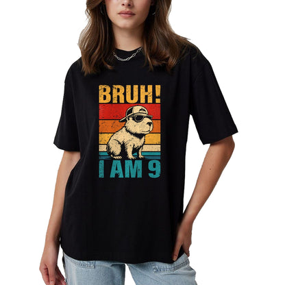 Cute Capybara Shirt, Funny Capybara UnisexT-Shirt/Hoodie/Sweatshirt HLT00 - 9 Year Old Birthday Boy Capybara Bruh It_s My 9th Birthday T-Shirt (1)