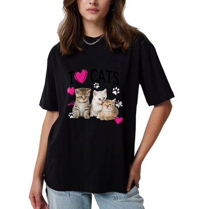 Cat Love Shirt, Funny Cat Lover Gift UnisexT-Shirt/Hoodie/Sweatshirt HLT00 - Cat Lover Tee Cute I Love Cats Kittens Hearts Paws Gift Idea T-Shirt (1)