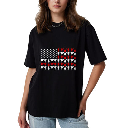Funny Pickleball Shirt, Pickleball Lover Unisex T-Shirt/Hoodie/Sweatshirt HLT00 - Vintage USA Flag Pickleball Lovers Paddles Pickleball Player T-Shirt, Men, Black, 3X-Large