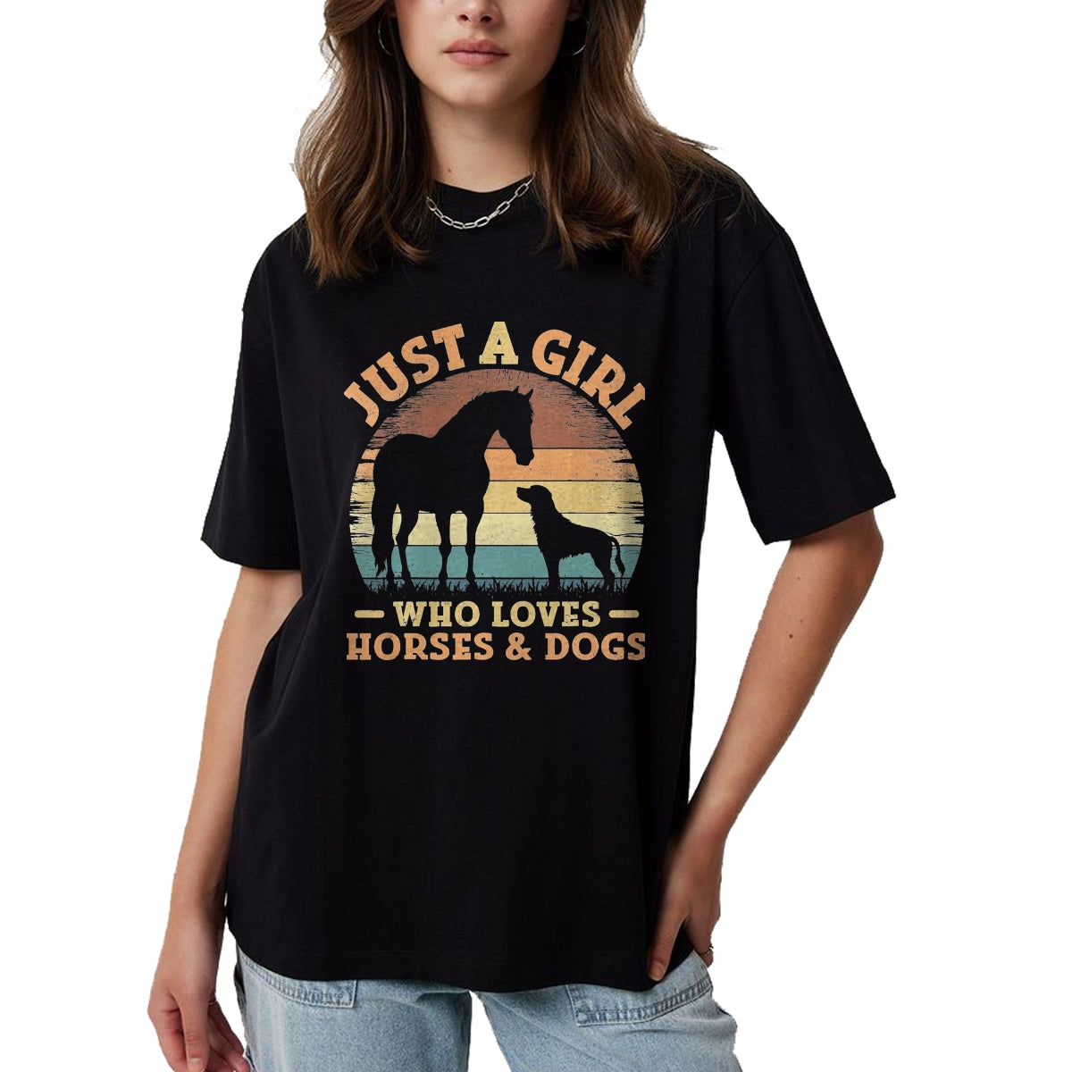 Best Horse Lover Shirt , Funny Horse UnisexT-Shirt/Hoodie/Sweatshirt HLT00 - Just A Girl Who Loves Horses and Dogs Women Girls T-Shirt, Men, Black, 3X-Large