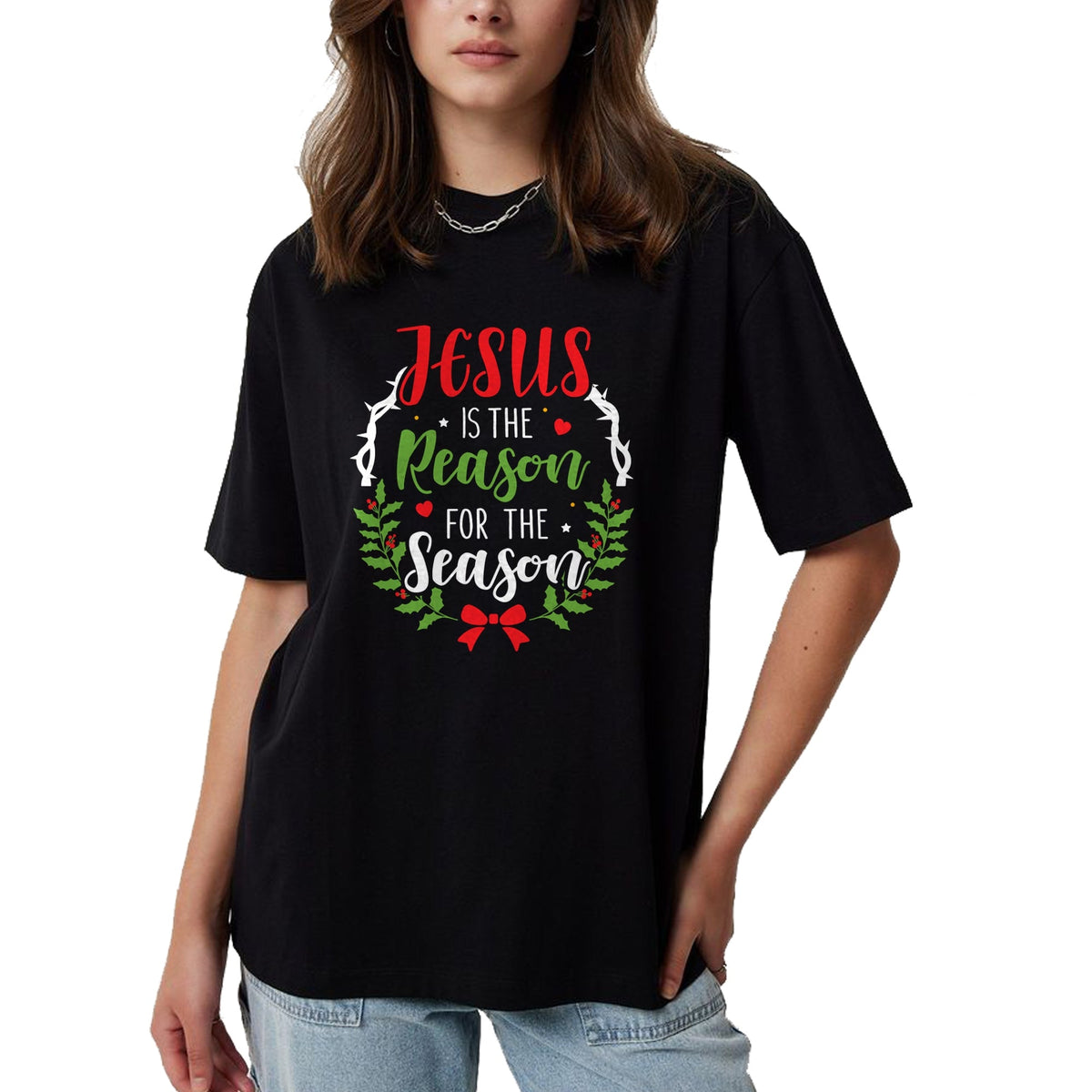 Christian Tee, Christian Faith Unisex T-Shirt/Hoodie/Sweatshirt HLT00 - Jesus is the reason for the season christian christmas Long Sleeve T-Shirt (1)