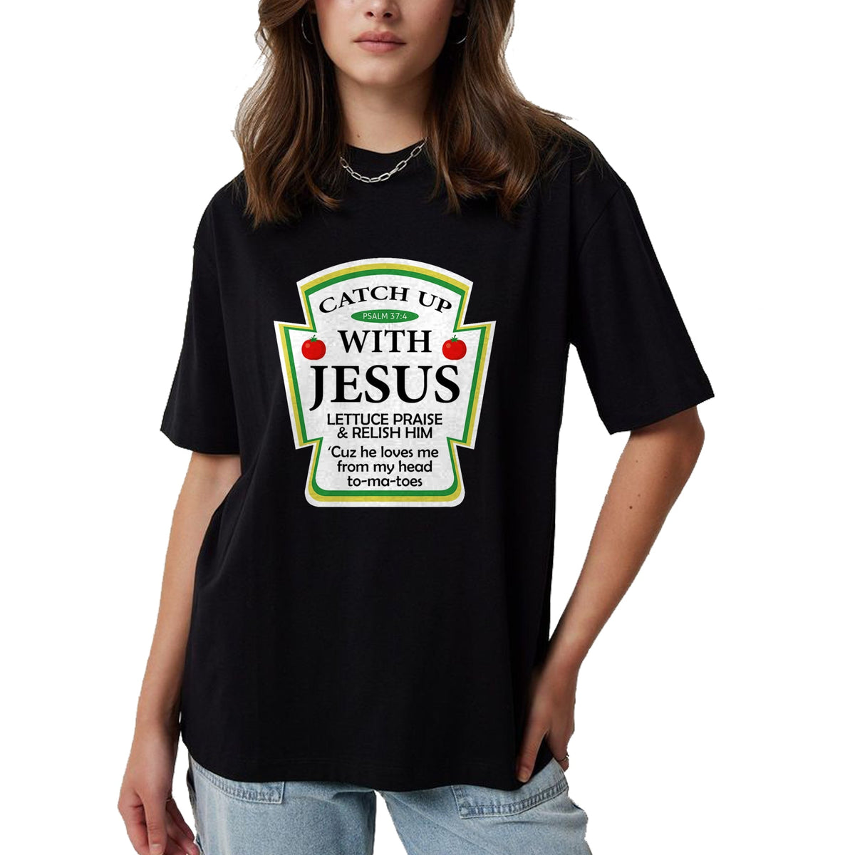 Christian Tee, Christian Faith Unisex T-Shirt/Hoodie/Sweatshirt HLT00 -  Catch Up With Jesus Ketchup Hoodie Funny Christian Gift T-Shirt