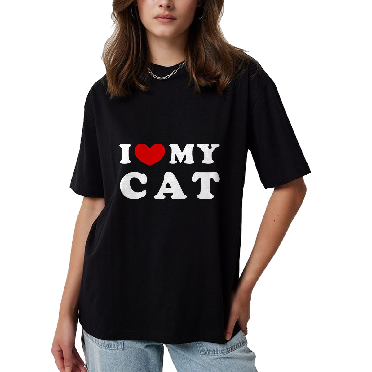Cat Love Shirt, Funny Cat Lover Gift UnisexT-Shirt/Hoodie/Sweatshirt HLT00 - I Love My Cat, I Heart My Cat T-Shirt, Men, Dark Heather Grey, Large