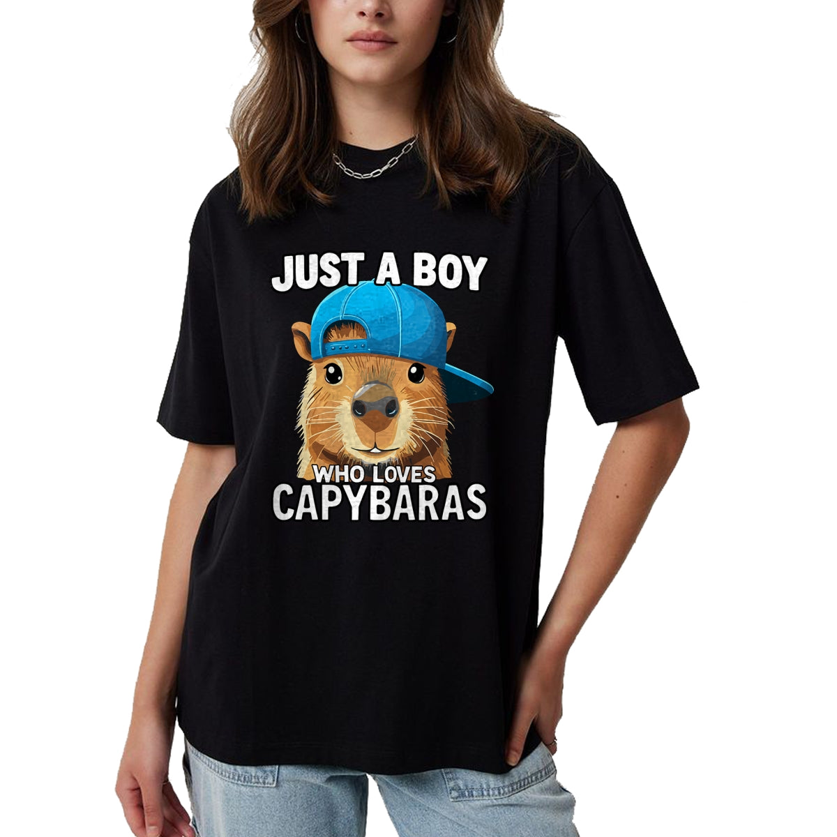 Cute Capybara Shirt, Funny Capybara Unisex T-Shirt/Hoodie/Sweatshirt HLT00 - Just A Boy Who Loves Capybaras T-Shirt