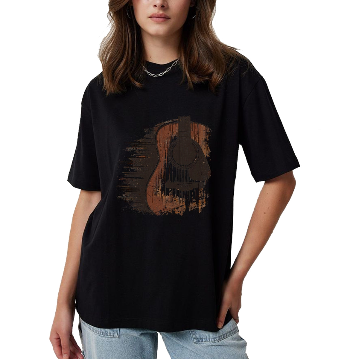 Guitar Lover Shirt, Funny Guitar UnisexT-Shirt/Hoodie/Sweatshirt HLT00 - Musician Guitarist Distressed Acoustic Guitar T-Shirt, Unisex-Adults, Blue, Small, Short Sleeve