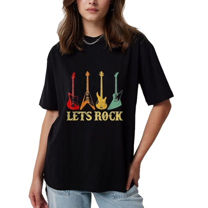 Guitar Lover Shirt, Funny Guitar UnisexT-Shirt/Hoodie/Sweatshirt HLT00 - Vintage Retro Lets Rock Rock n Roll Guitar T-Shirt, Youth, Black, Small