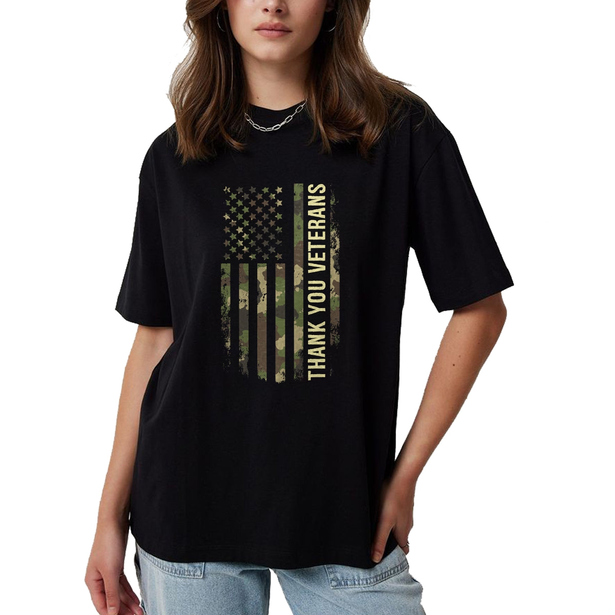 Proud Veteran Shirt, Funny Veteran UnisexT-Shirt/Hoodie/Sweatshirt HLT00 - Thank You Veterans Camouflage American Flag T-Shirt
