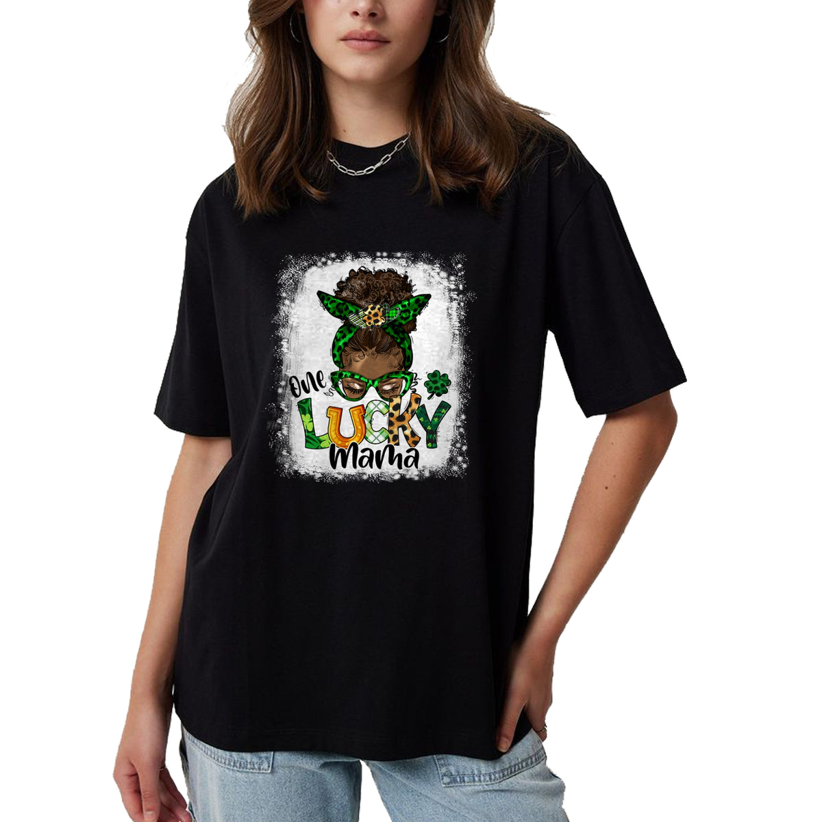Gift for Mom Shirt, Funny Mom Unisex T-Shirt/Hoodie/Sweatshirt HLT00 - One Lucky Mama Mom Mother African American St Patrick's Day T-Shirt