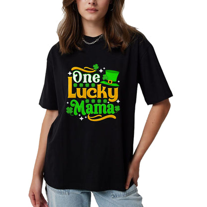 Gift for Mom Shirt, Funny Mom Unisex T-Shirt/Hoodie/Sweatshirt HLT00 - One Lucky Mama St Patricks Day Mom T-Shirt