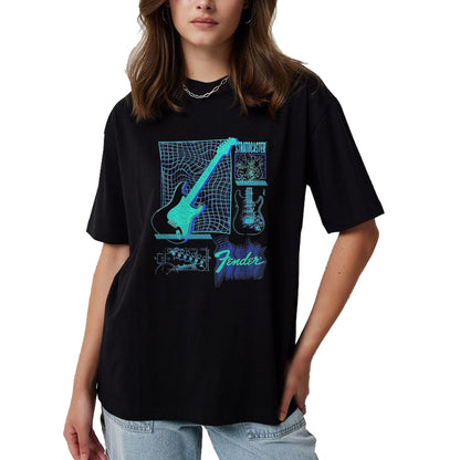 Guitar Lover Shirt, Funny Guitar UnisexT-Shirt/Hoodie/Sweatshirt HLT00 - Fender Stratocaster Guitar Schematic Poster T-Shirt, Men, Black, XX-Large
