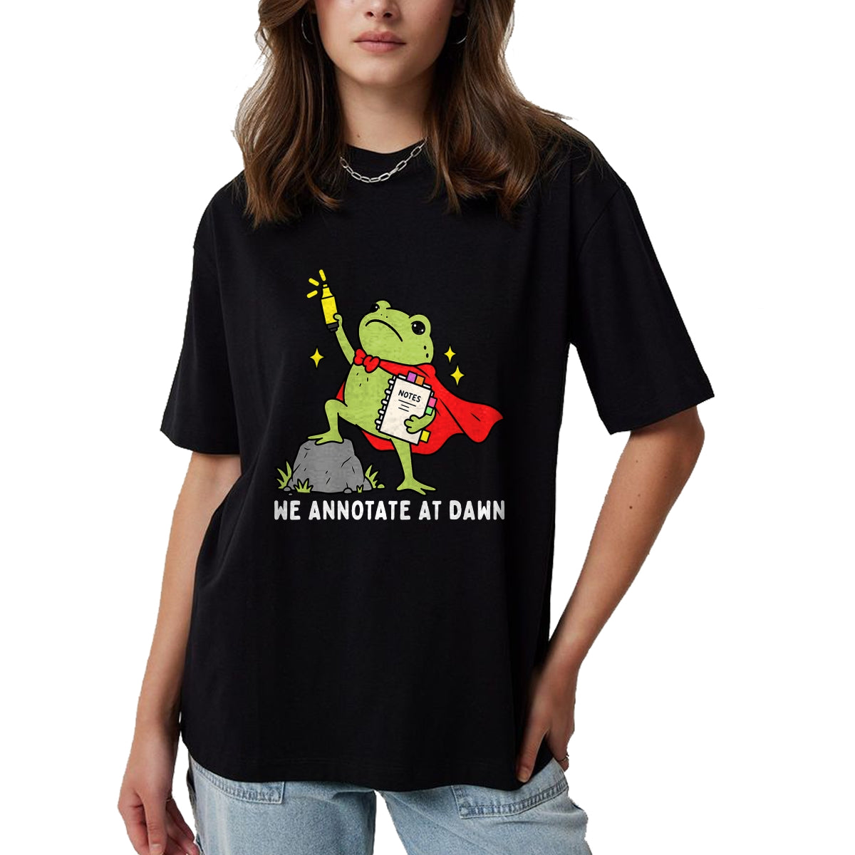 Best Teacher Shirt, Funny Teacher UnisexT-Shirt/Hoodie/Sweatshirt HLT00 - We Annotate At Dawn English Teacher Funny Frog Reader T-Shirt