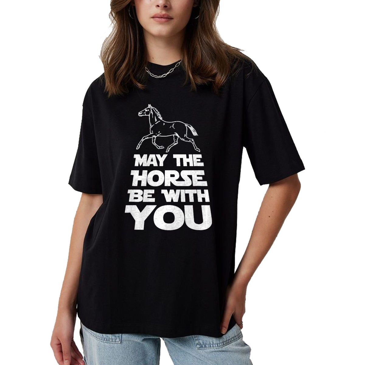 Best Horse Lover Shirt , Funny Horse UnisexT-Shirt/Hoodie/Sweatshirt HLT00 - May The Horse Be with You T-Shirt T-Shirt, Men, Black, 3X-Large