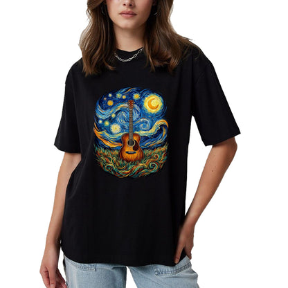 Guitar Lover Shirt, Funny Guitar UnisexT-Shirt/Hoodie/Sweatshirt HLT00 - Acoustic Guitar Starry Night Music Lover Art Men Women Kid T-Shirt