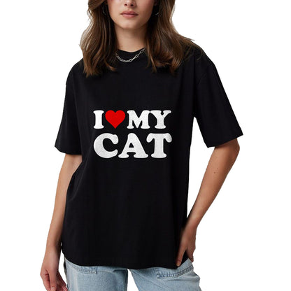 Cat Love Shirt, Funny Cat Lover Gift UnisexT-Shirt/Hoodie/Sweatshirt HLT00 - Red Heart I Love My Cat T-Shirt