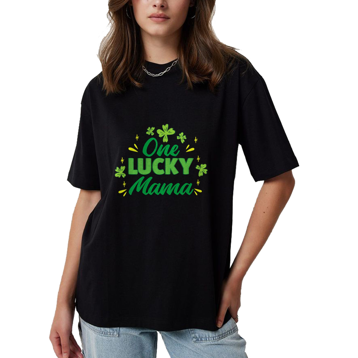 Gift for Mom Shirt, Funny Mom Unisex T-Shirt/Hoodie/Sweatshirt HLT00 - One Lucky Mama, St Patrick_s Day Mom T-Shirt