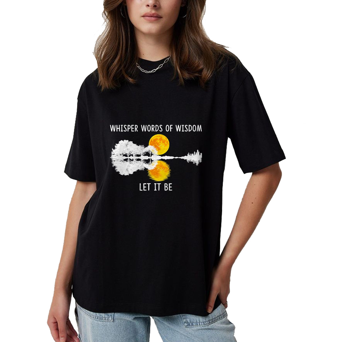 Guitar Lover Shirt, Funny Guitar UnisexT-Shirt/Hoodie/Sweatshirt HLT00 - Whisper Words of Wisdom Let It-Be Tshirt Guitar Lake Shadow T-Shirt