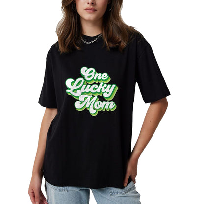 Gift for Mom Shirt, Funny Mom Unisex T-Shirt/Hoodie/Sweatshirt HLT00 - One Lucky Mom Retro Vintage St Patrick_s Day T-Shirt
