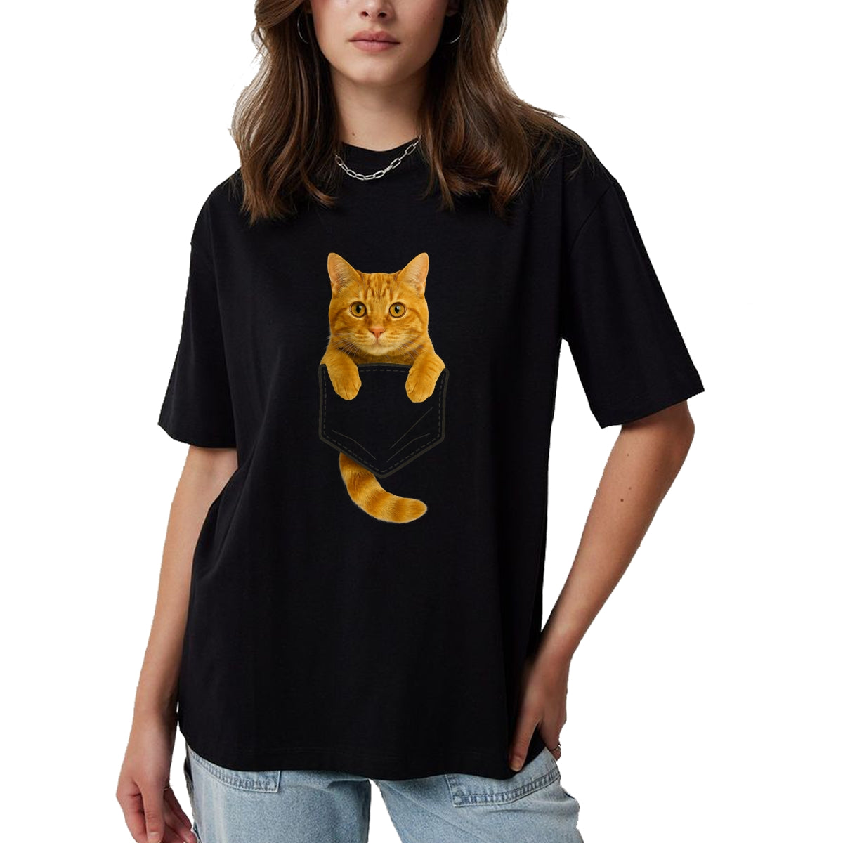 Cat Love Shirt, Funny Cat Lover Gift UnisexT-Shirt/Hoodie/Sweatshirt HLT00 - Cute Tabby Cat Pocket Funny Gifts Cat Mom Cat Dad Cat Lover T-Shirt
