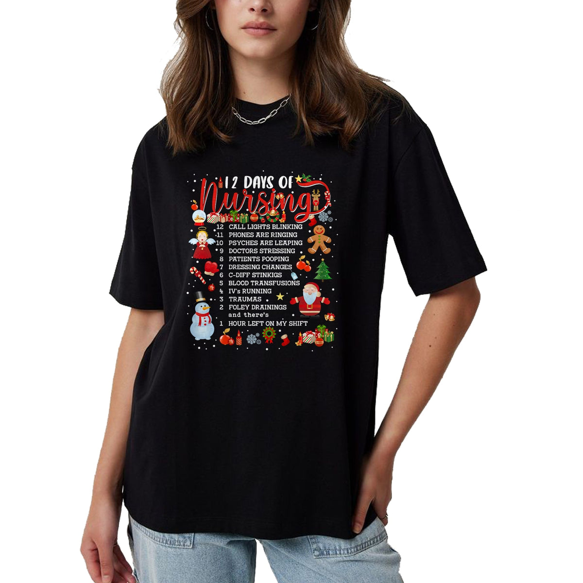 Funny Nurse Shirt, Nurse Unisex T-Shirt/Hoodie/Sweatshirt HLT00 - Nurses Merry Christmas Nurse Funny 12 Days of Nursing Xmas T-Shirt