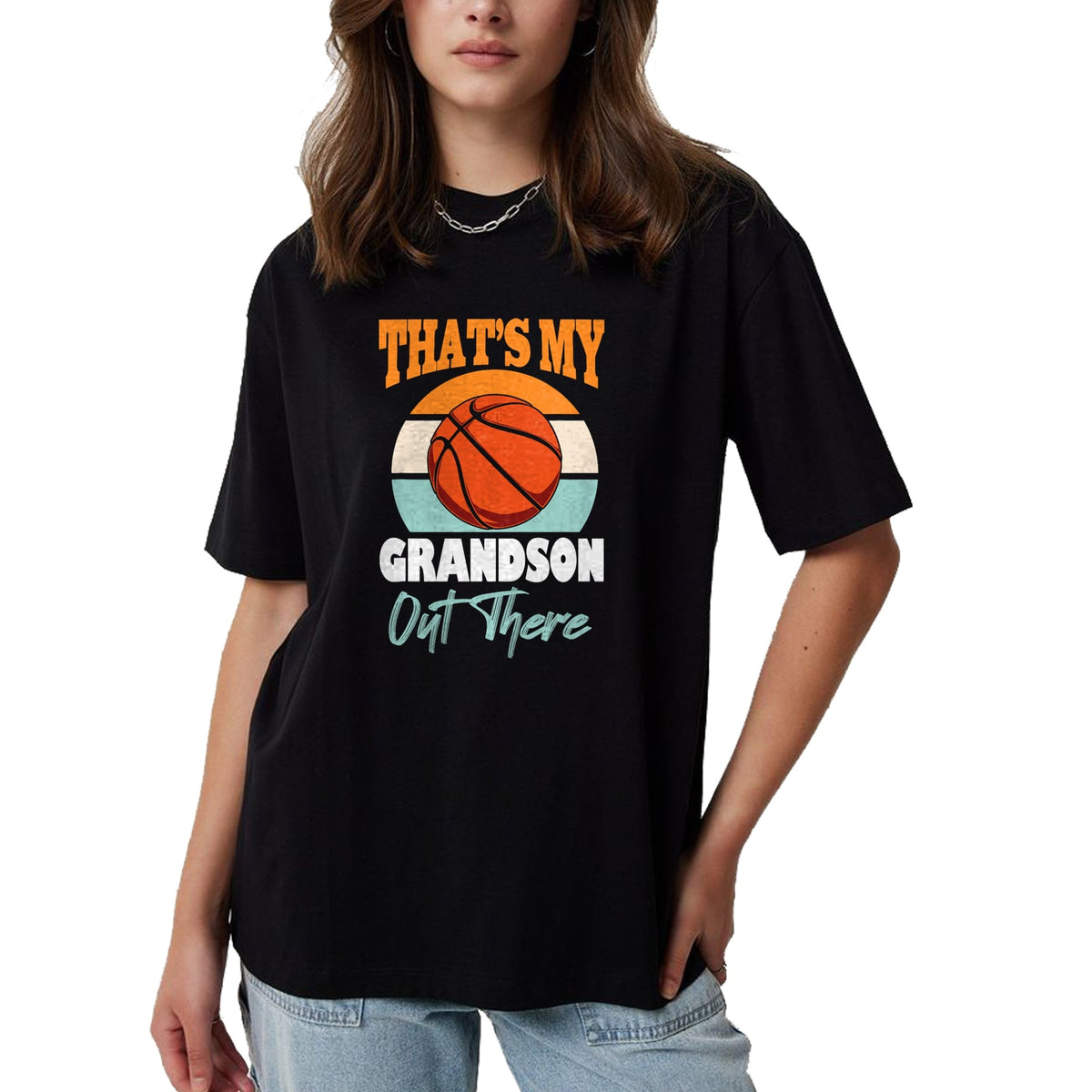 Best Grandma Shirt, Proud Grandma Unisex T-Shirt/Hoodie/Sweatshirt HLT00 - That's My Grandson Out There basketball Grandma Grandpa Cute T-Shirt