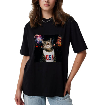 Cat Love Shirt, Funny Cat Lover Gift UnisexT-Shirt/Hoodie/Sweatshirt HLT00 - Patriotic Smoking cat T-Shirt