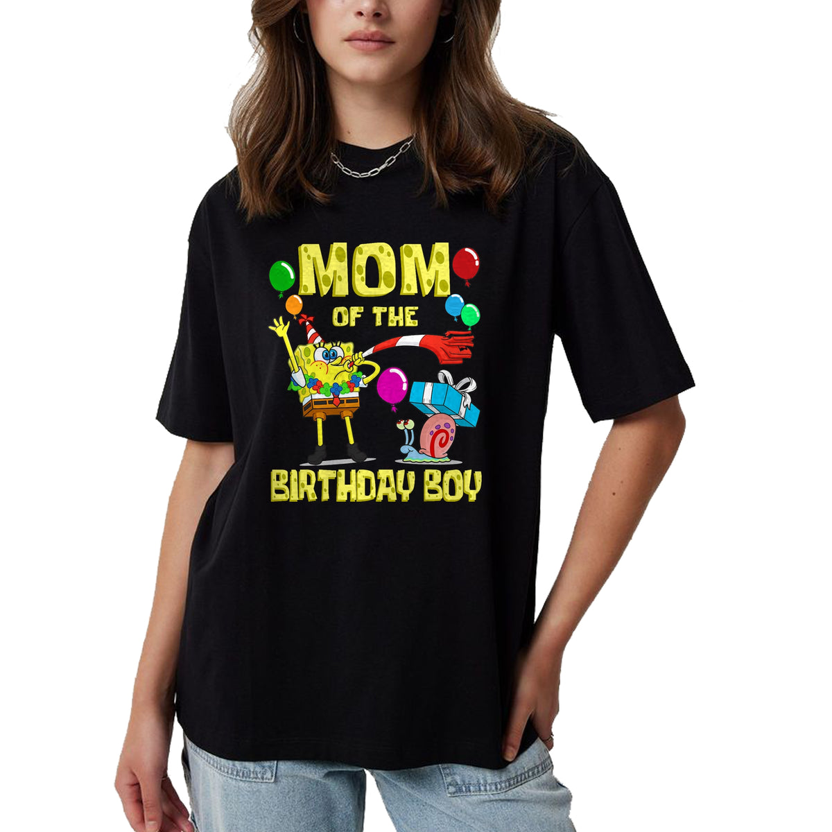 Gift for Mom Shirt, Funny Mom Unisex T-Shirt/Hoodie/Sweatshirt HLT00 - Mademark x SpongeBob SquarePants - SpongeBob Mommy of the Birthday Boy Theme Party T-Shirt