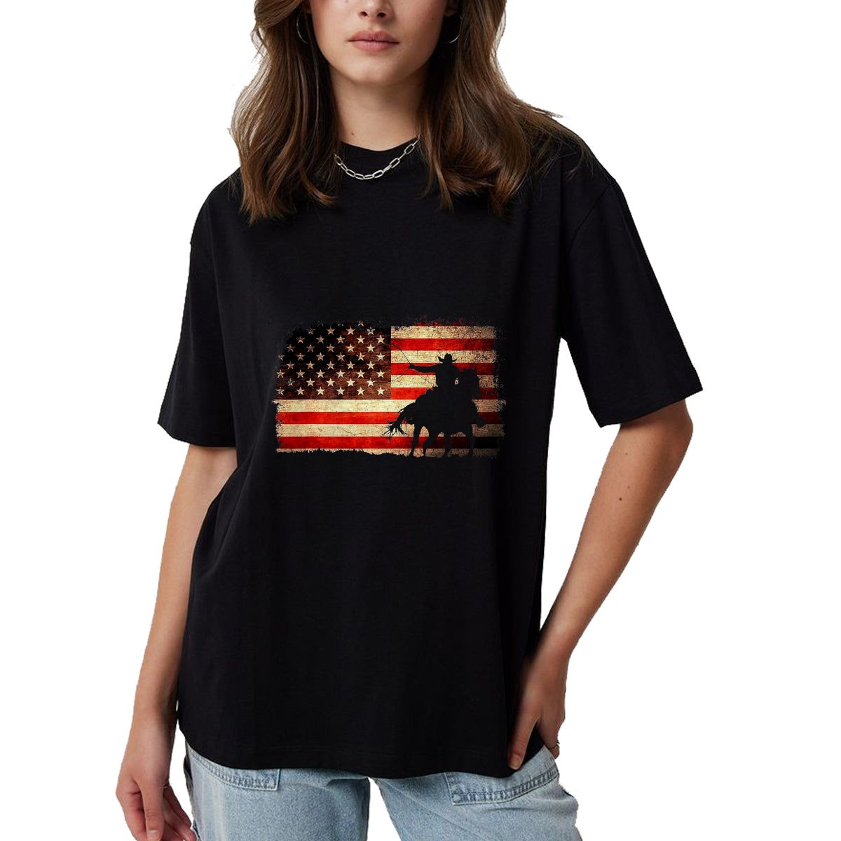 Best Horse Lover Shirt , Funny Horse UnisexT-Shirt/Hoodie/Sweatshirt HLT00 - Rodeo Cowboy Western Country Horse USA Flag 4th of July T-Shirt, Men, Black, 4X-Large