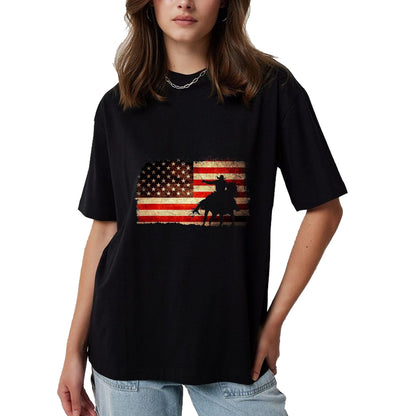 Best Horse Lover Shirt , Funny Horse UnisexT-Shirt/Hoodie/Sweatshirt HLT00 - Rodeo Cowboy Western Country Horse USA Flag 4th of July T-Shirt, Men, Black, 4X-Large