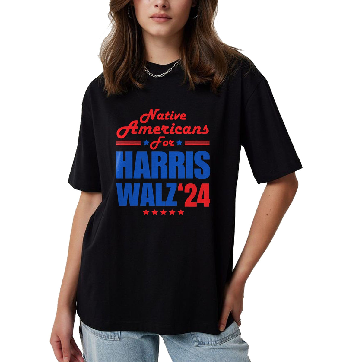 Native American T-Shirts, Vintage Native American Unisex T-Shirt/Hoodie/Sweatshirt HLT00 - Native Americans for Harris Walz Kamala for President