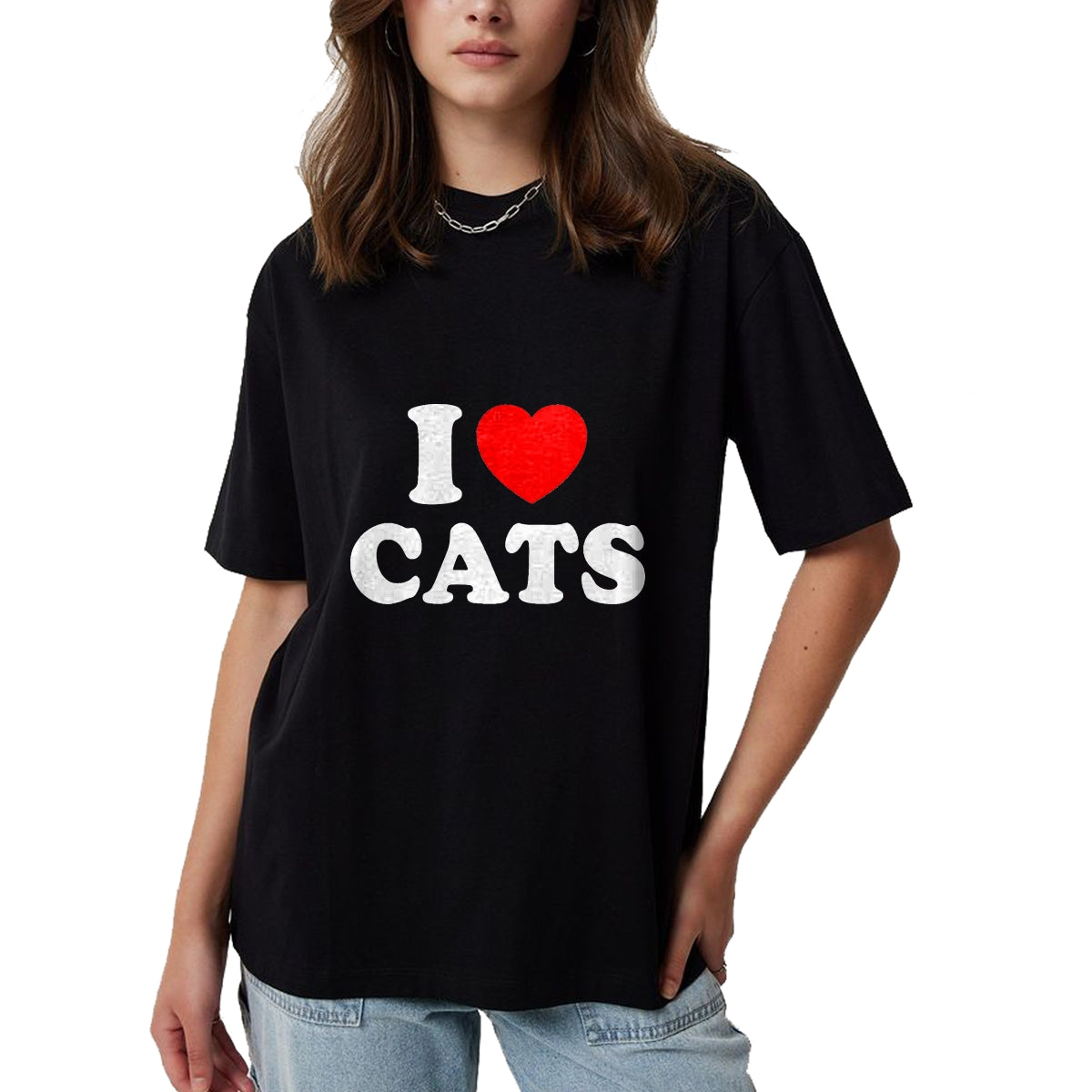 Cat Love Shirt, Funny Cat Lover Gift UnisexT-Shirt/Hoodie/Sweatshirt HLT00 - I Love Cats I Heart Cats T-Shirt, Men, Black, Small