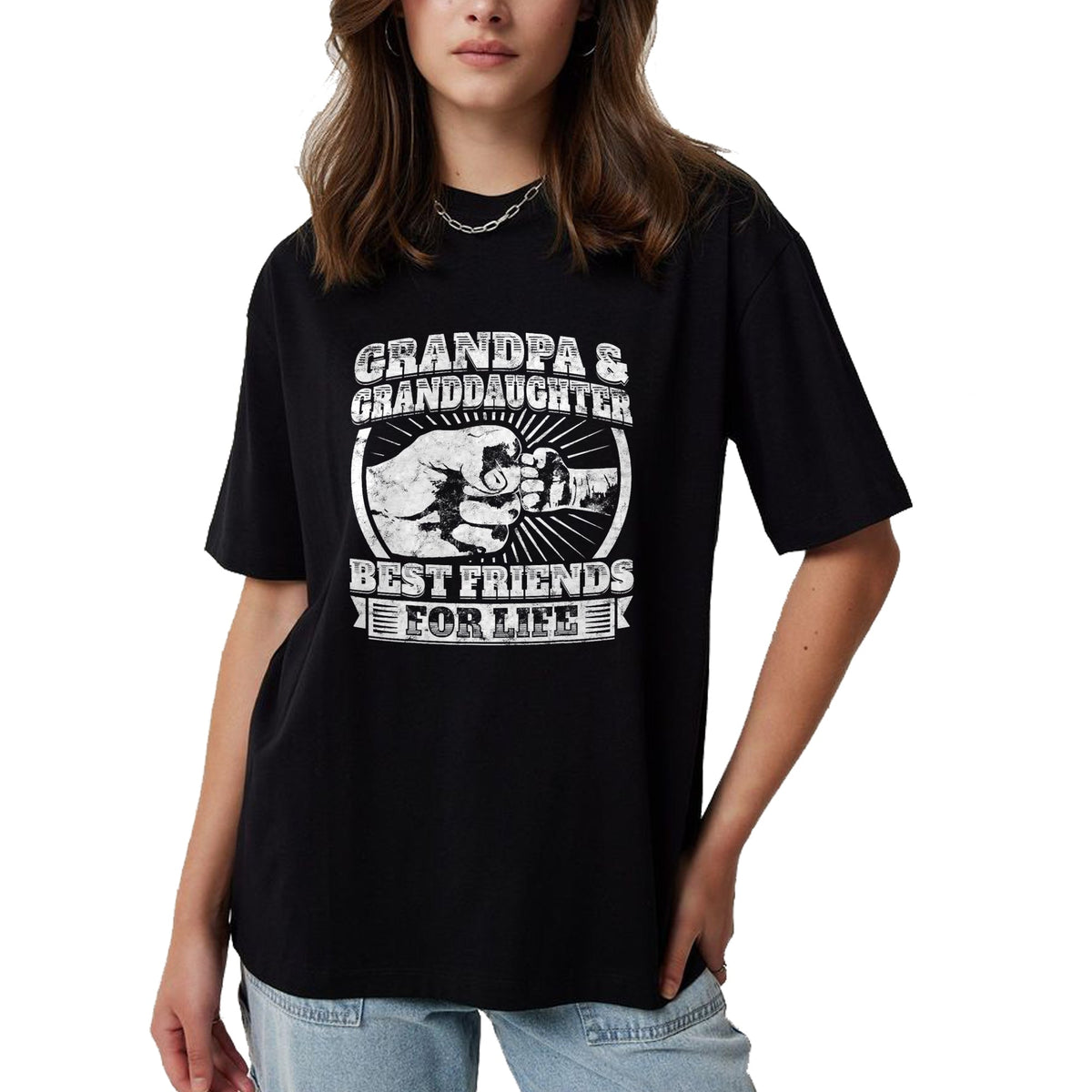Best Grandpa Shirt, Proud Grandpa Unisex T-Shirt/Hoodie/Sweatshirt HLT00 -Grandpa Granddaughter Gift Family Shirt Grandad Fist Bump T-Shirt