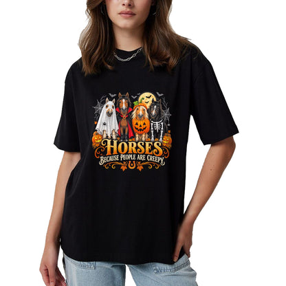 Best Horse Lover Shirt , Funny Horse UnisexT-Shirt/Hoodie/Sweatshirt HLT00 - Horses Because People are Creepy Halloween Horse T-Shirt