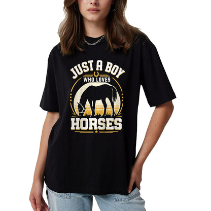 Best Horse Lover Shirt , Funny Horse UnisexT-Shirt/Hoodie/Sweatshirt HLT00 - Kids Just A Boy Who Loves Horses Funny Horse Lover T-Shirt