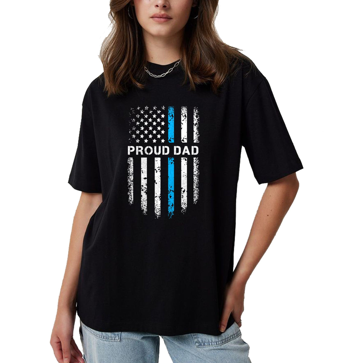 Gift for Dad Shirt, Funny Dad Unisex T-Shirt/Hoodie/Sweatshirt HLT00 – Proud Dad Patriotic Law Enforcement Supporter Police Officer T-Shirt