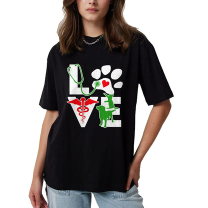 Cat Love Shirt, Funny Cat Lover Gift UnisexT-Shirt/Hoodie/Sweatshirt HLT00 - Love Dog Cat Vet Tech Veterinarian Top Veterinary Technician T-Shirt