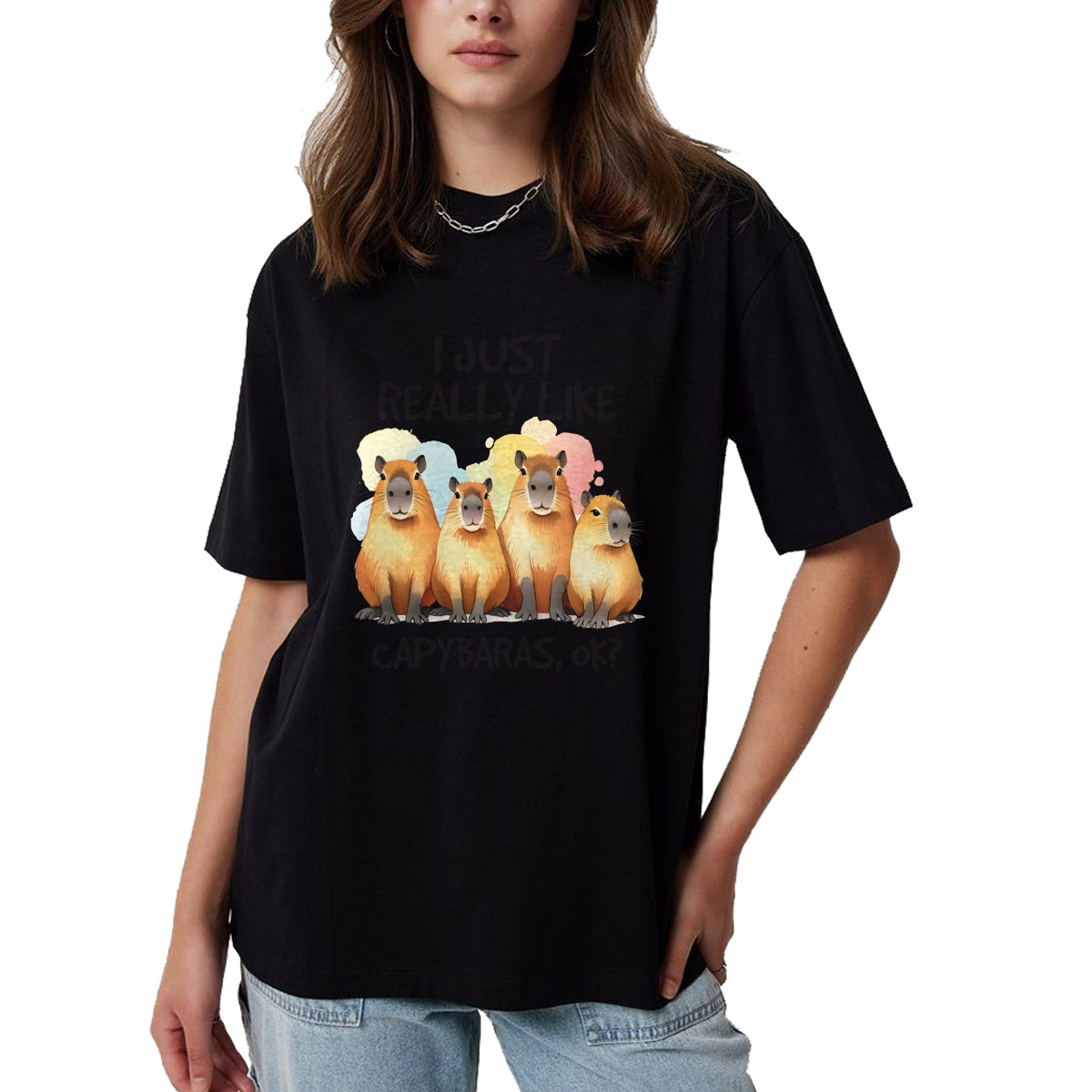 Cute Capybara Shirt, Funny Capybara Unisex T-Shirt/Hoodie/Sweatshirt HLT00 - Funny Capybara Long Sleeve T-Shirt (1)