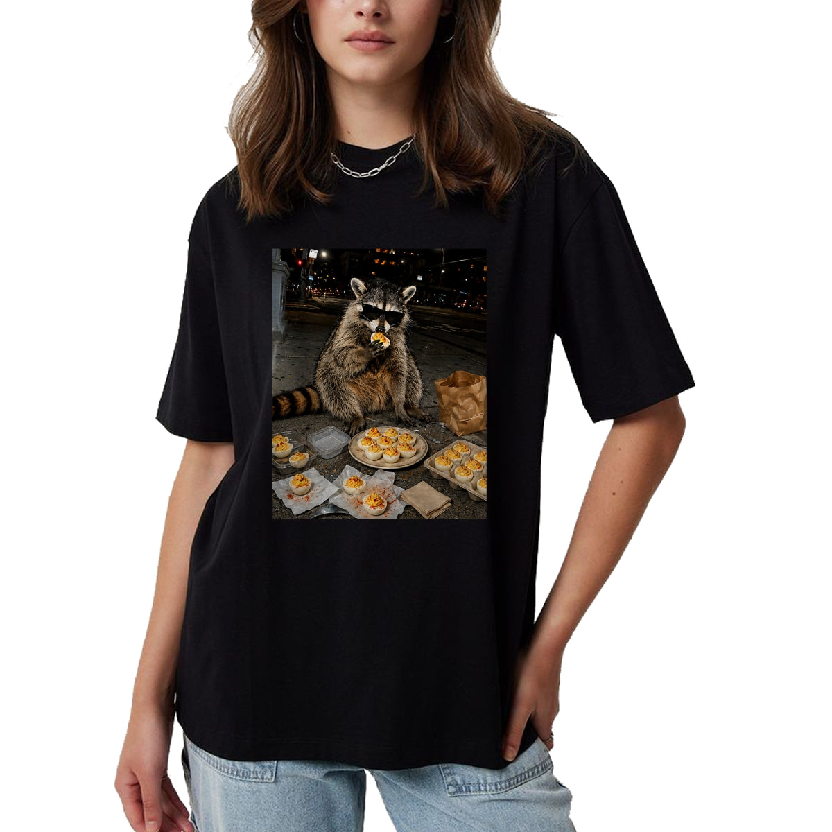 Best Thanksgiving Family Shirt , Funny Thanksgiving UnisexT-Shirt/Hoodie/Sweatshirt HLT00 - Raccoon Eating Deviled Eggs Funny Thanksgiving Humor T-Shirt