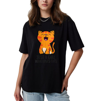 Cat Love Shirt, Funny Cat Lover Gift UnisexT-Shirt/Hoodie/Sweatshirt HLT00 - Womens Just a Girl Who Loves Cats Kitten V-Neck T-Shirt (1)