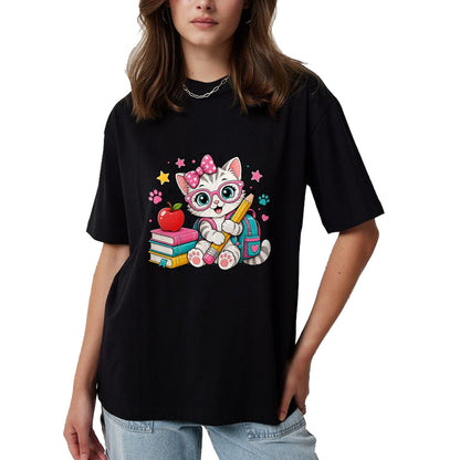 Best Student Shirt, Funny Back To School UnisexT-Shirt/Hoodie/Sweatshirt HLT00 - Cute Kitten Back to School Girl Cat Student T-Shirt