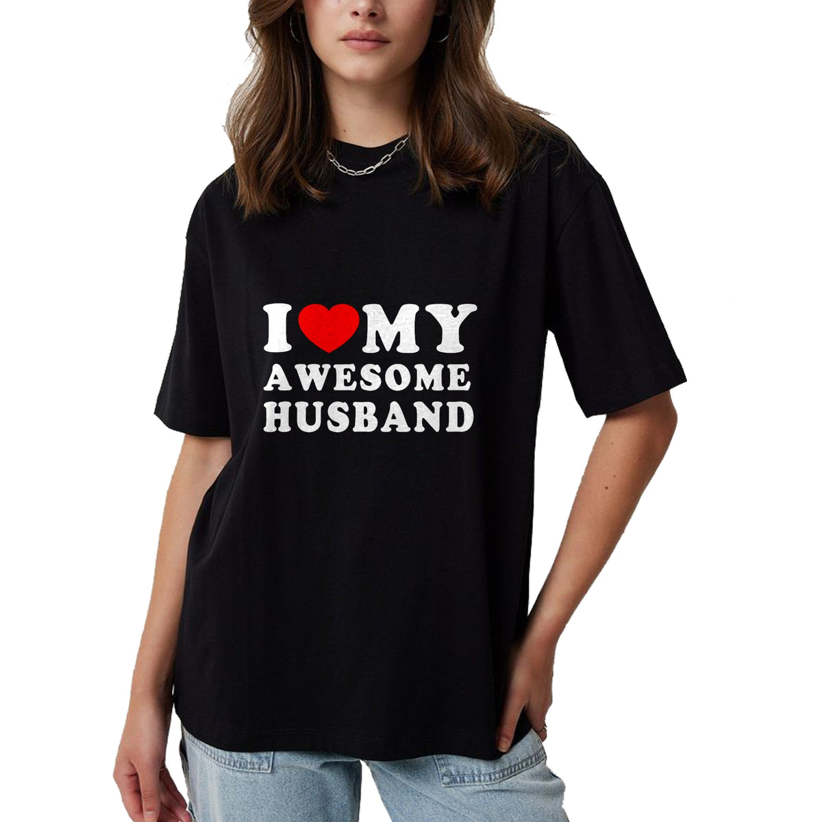 Best Wife Shirt, Wife and Husband Unisex T-Shirt/Hoodie/Sweatshirt HLT00 - I Love My Awesome Husband I Heart My Husband Love Husband T-Shirt (1)