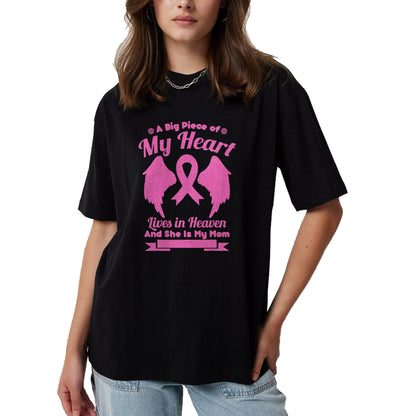 Gift for Mom Shirt, Funny Mom Unisex T-Shirt/Hoodie/Sweatshirt HLT00 - Mom In Heaven Wings Awesome Breast Cancer Awareness Gift T-Shirt