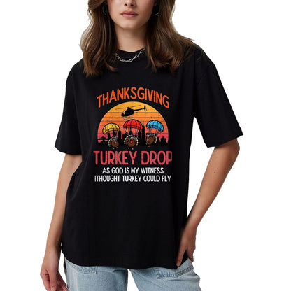 Best Thanksgiving Family Shirt , Funny Thanksgiving UnisexT-Shirt/Hoodie/Sweatshirt HLT00 - Thanksgiving Turkey Drop Retro Meme Fall Women Men Kids T-Shirt, Men, Black, 3X-Large