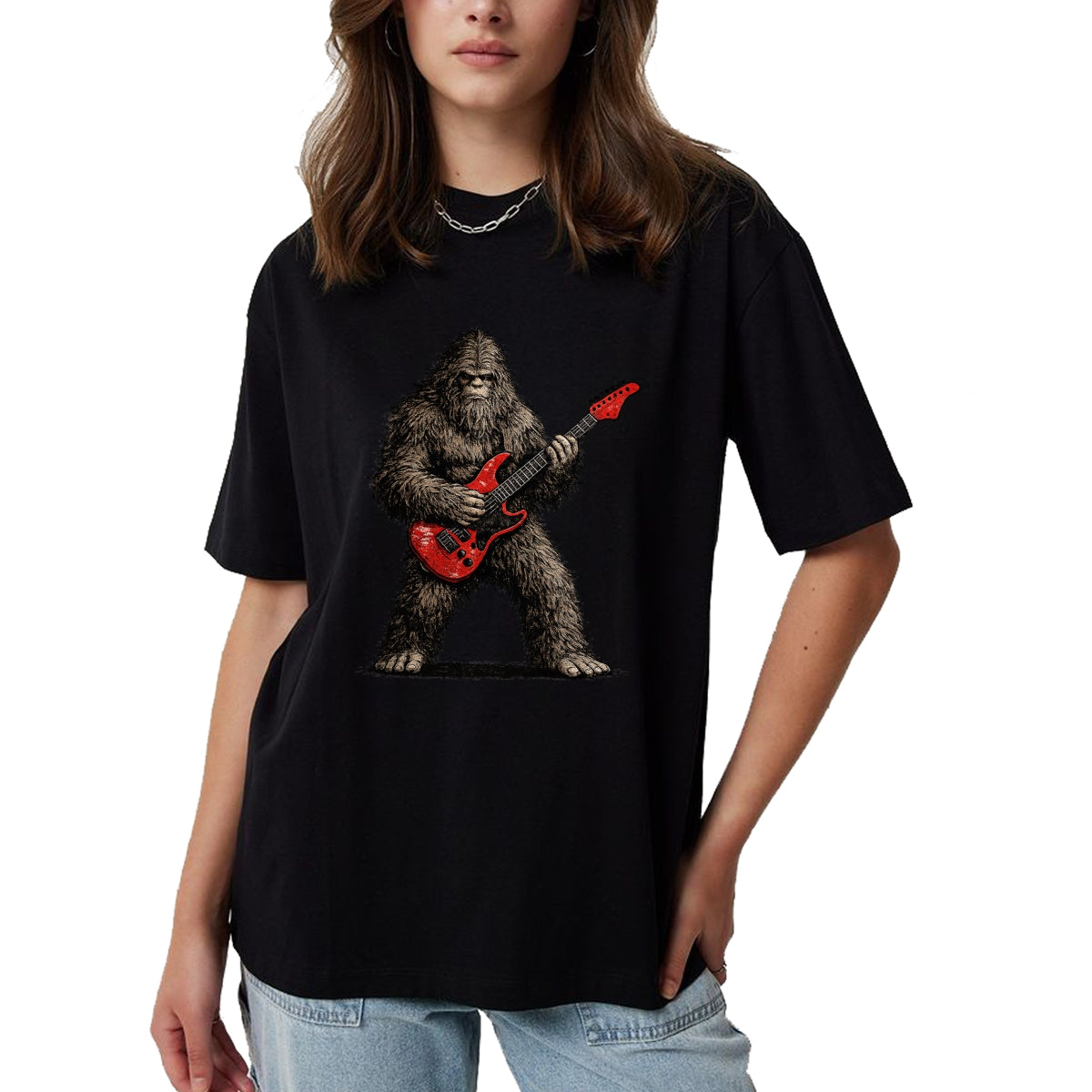 Guitar Lover Shirt, Funny Guitar UnisexT-Shirt/Hoodie/Sweatshirt HLT00 - Funny Bigfoot Playing Guitar Rock and Roll Gifts Men Women T-Shirt