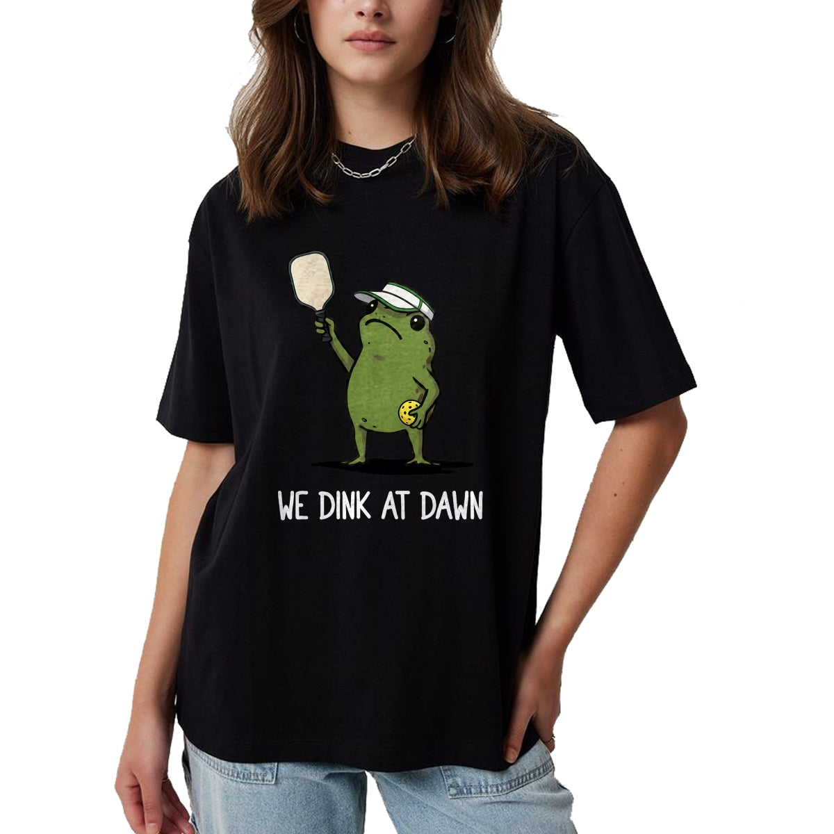 Funny Pickleball Shirt, Pickleball Lover Unisex T-Shirt/Hoodie/Sweatshirt HLT00 - We Dink At Dawn Funny Pickleball Frog T-Shirt