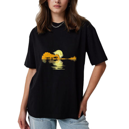 Guitar Lover Shirt, Funny Guitar UnisexT-Shirt/Hoodie/Sweatshirt HLT00 - Guitar Lake Shadow Love Guitar Musician T-Shirt, Men, Black, 3X-Large