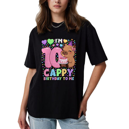 Cute Capybara Shirt, Funny Capybara UnisexT-Shirt/Hoodie/Sweatshirt HLT00 - Capybara Birthday Shirt Kawaii Girl Capybara 10th Birthday T-Shirt